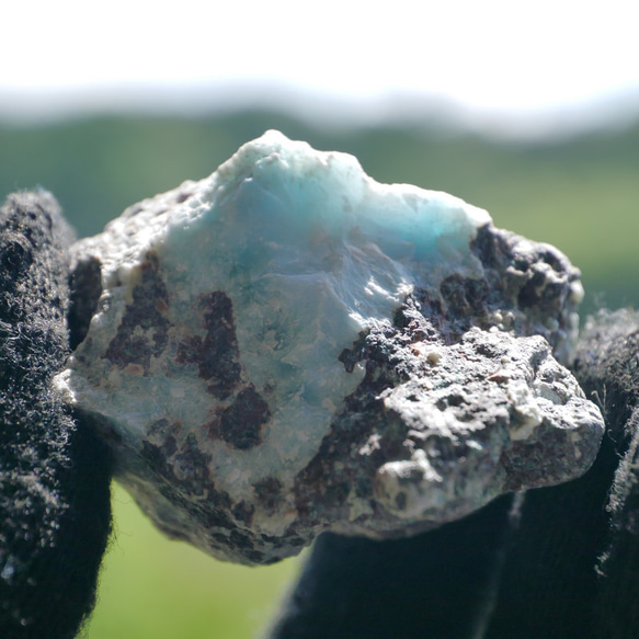 天然石ラリマー約43g約44×29mm(ドミニカ共和国産)母岩付き原石ラフロック鉱物鉱石[lar-240214-05] 4枚目の画像