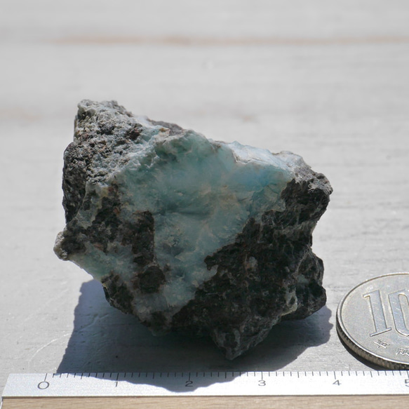 天然石ラリマー約43g約44×29mm(ドミニカ共和国産)母岩付き原石ラフロック鉱物鉱石[lar-240214-05] 6枚目の画像