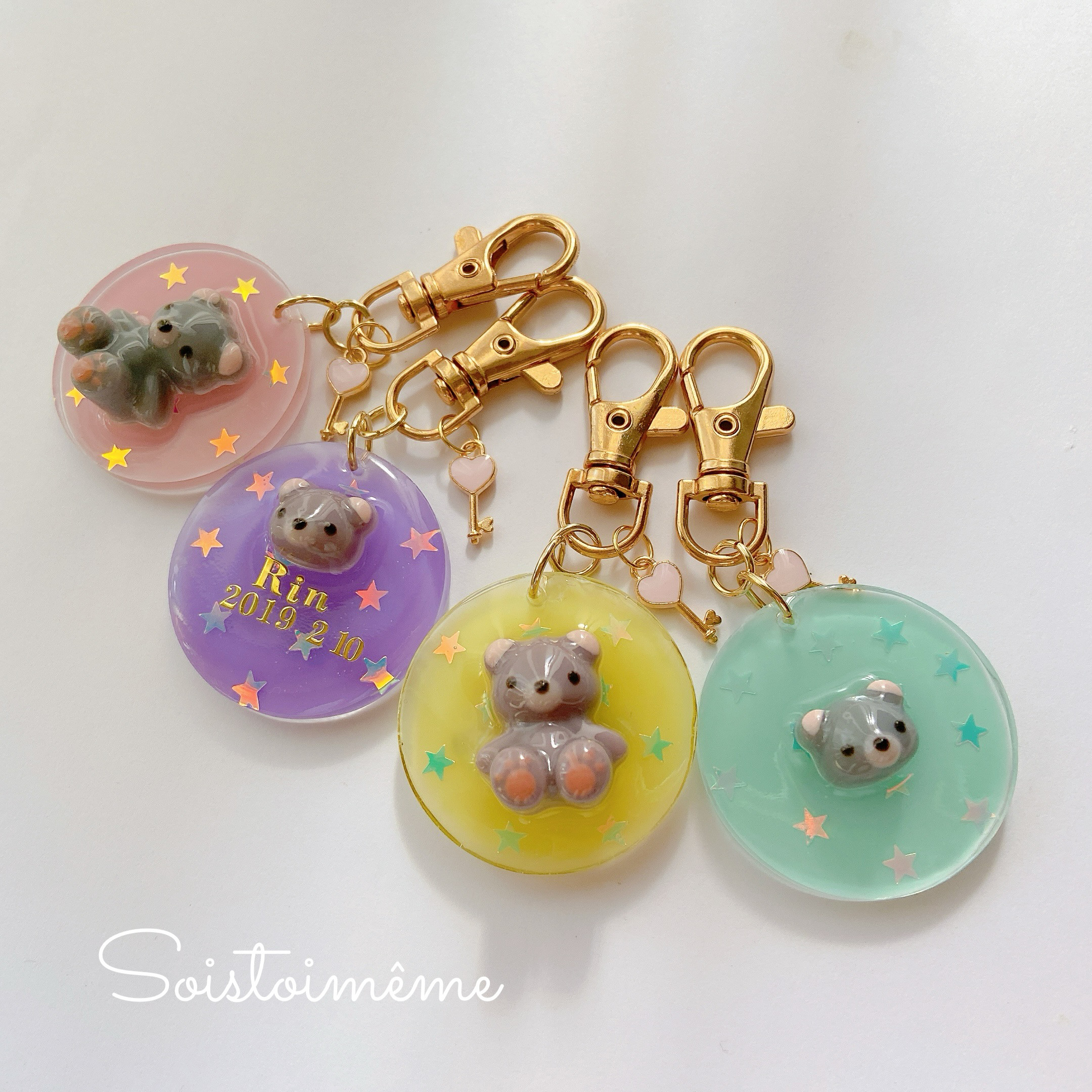 【受注制作可能】Bk315☆マーブルチョコ熊 キーホルダー ハート ムーアカイト 受注制作可能】Bk315☆マーブルチョコ熊 キーホルダー ハート