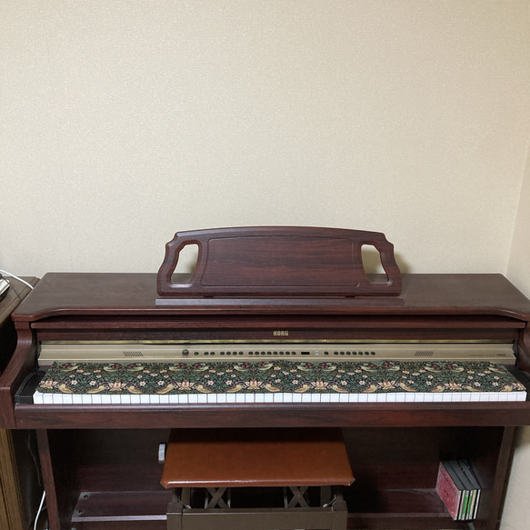 88鍵ピアノ・電子ピアノ鍵盤カバー/「いちご泥棒」黒×緑使用 2枚目の画像