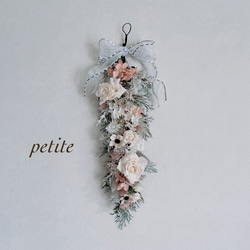 縦長ガーランド・アーティフィシャルフラワー ホワイトローズ リボン