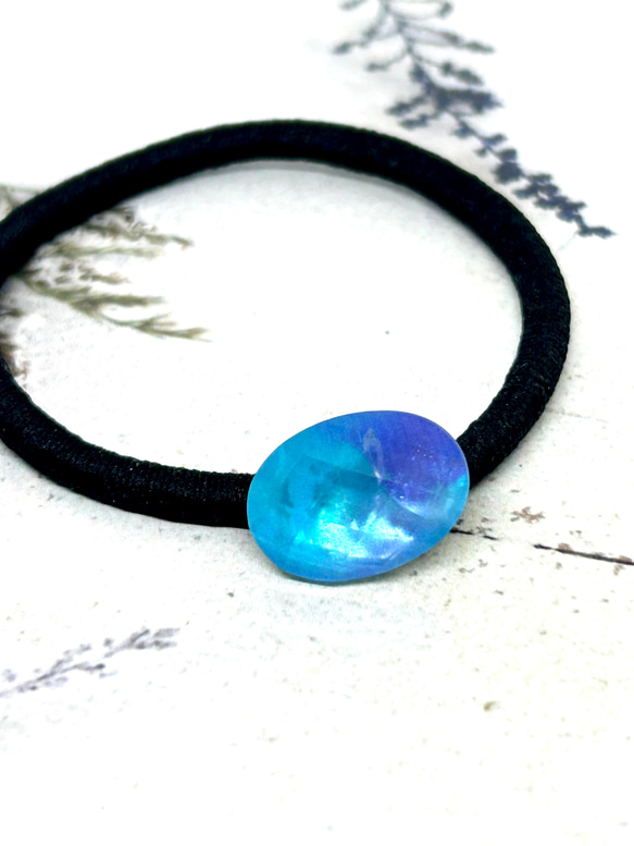 シュシュ ヘアゴム パワーストーン アベンチュリン×マラカイト