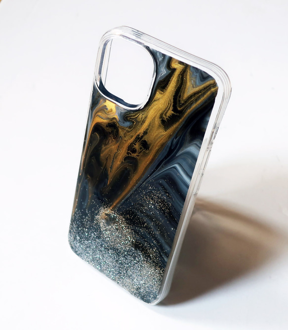 iPhoneケース 14 13 ソフト スマホケース TPU Fluid Art 一点物 1枚目の画像