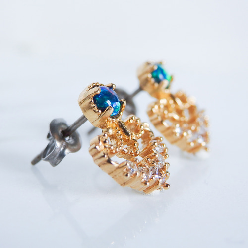 ブラックオパールシャンデリアピアス】シルバー925/K10/K18/プラチナ