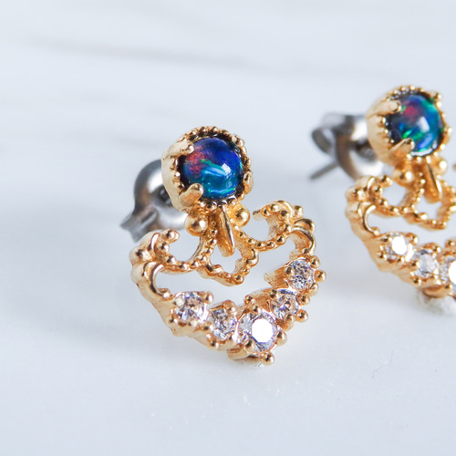 カラーオパールのシャンデリアピアス カラーオパールのシャンデリアピアス カラーオパールのシャンデリア