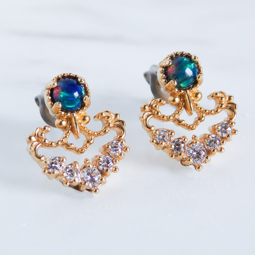 ブラックオパールシャンデリアピアス】シルバー925/K10/K18/プラチナ