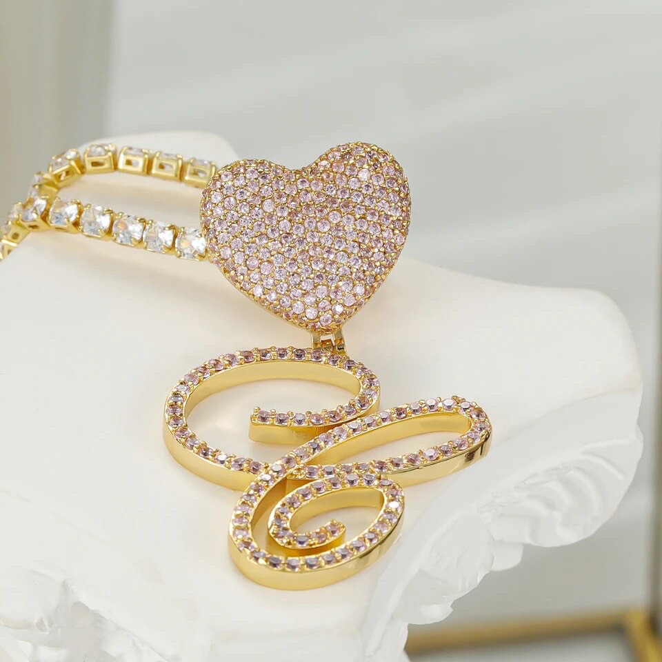 オーダーメイドイニシャルラインストーンヒップホップネックレスギフトプレゼントに最適