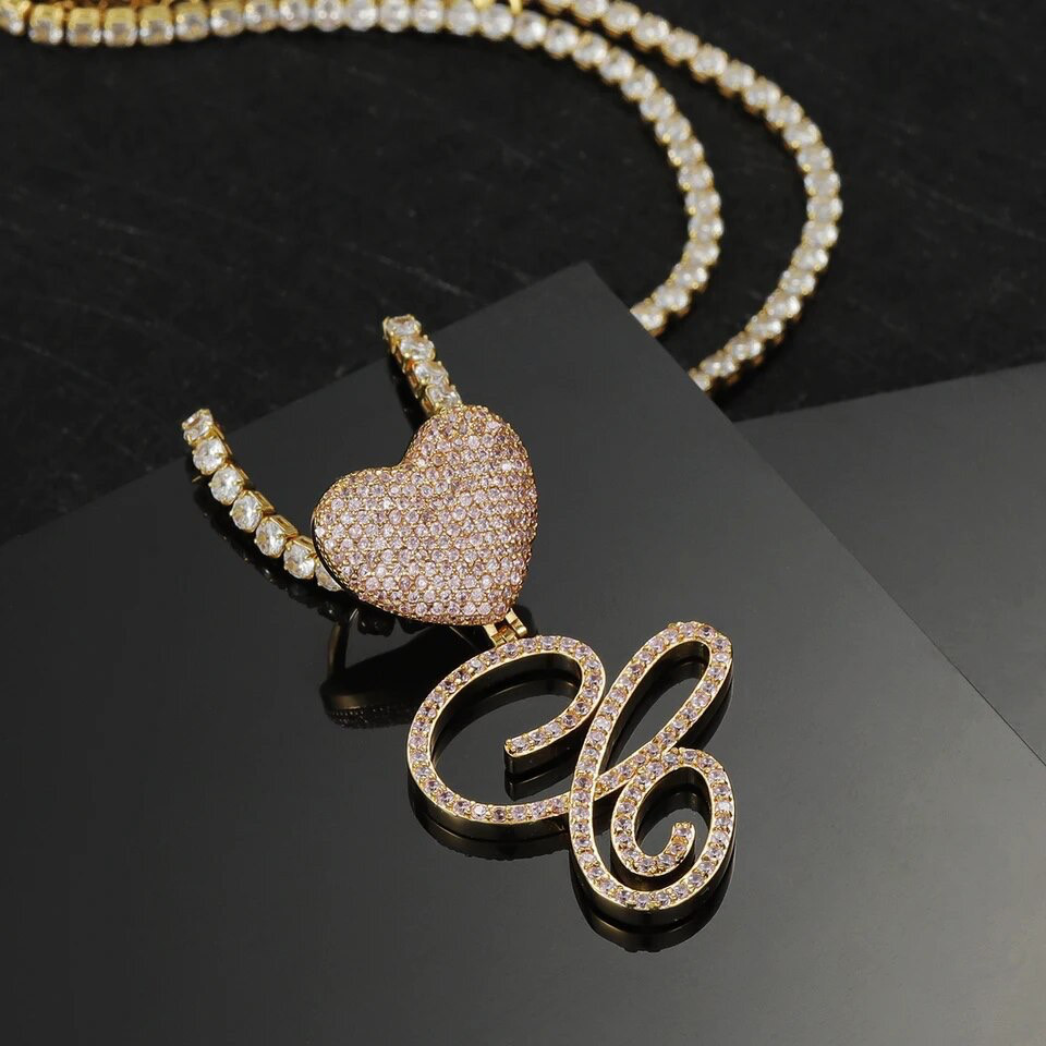 オーダーメイドイニシャルラインストーンヒップホップネックレスギフトプレゼントに最適