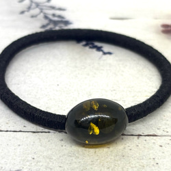 1342. 天然石 ブラジル産 モリオン 黒水晶 ヘアゴム プチサイズ