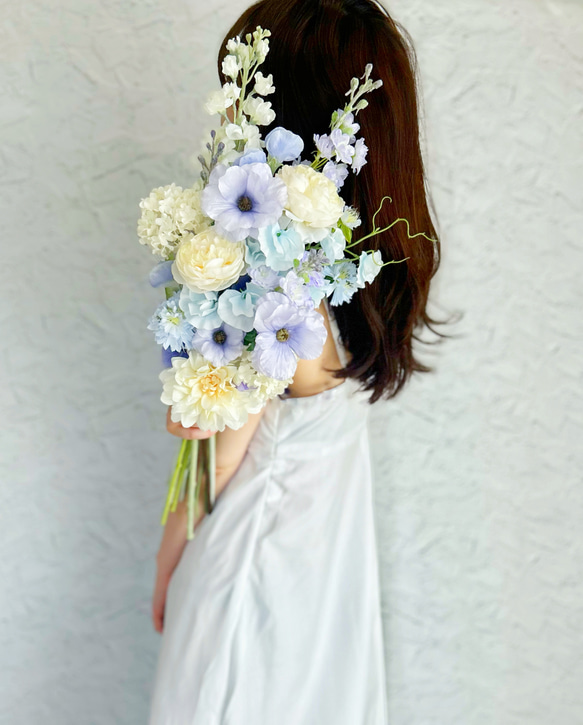 即納OK！縦型ハートのドリーミーブーケアーティフィシャルフラワー　ウェディングブーケ　アームブーケ                                     アーティフィシャルフラワー（高 P1523939803(11700円)