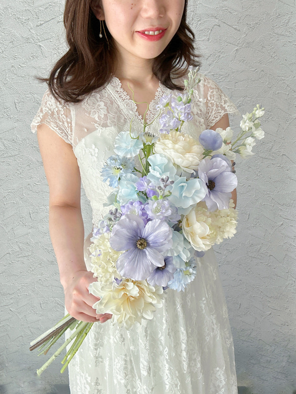 即納OK！縦型ハートのドリーミーブーケアーティフィシャルフラワー　ウェディングブーケ　アームブーケ                                     アーティフィシャルフラワー（高 P1523939803(11700円)