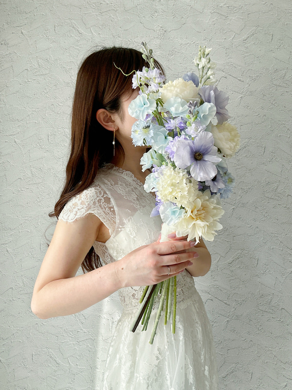 即納OK！縦型ハートのドリーミーブーケアーティフィシャルフラワー　ウェディングブーケ　アームブーケ                                     アーティフィシャルフラワー（高 P1523939803(11700円)