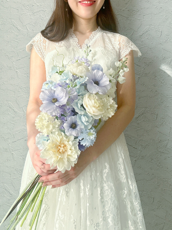 即納OK！縦型ハートのドリーミーブーケアーティフィシャルフラワー　ウェディングブーケ　アームブーケ                                     アーティフィシャルフラワー（高 P1523939803(11700円)