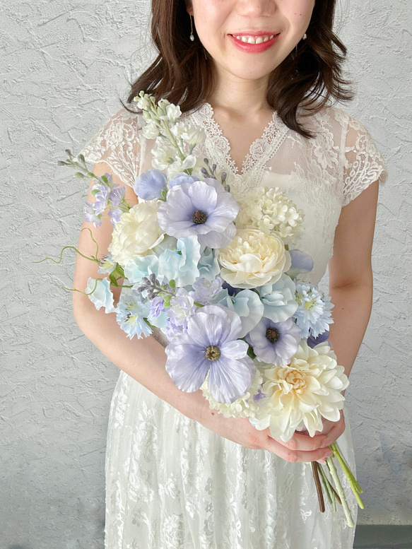 即納OK！縦型ハートのドリーミーブーケアーティフィシャルフラワー　ウェディングブーケ　アームブーケ                                     アーティフィシャルフラワー（高 P1523939803(11700円)