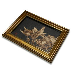 Dahlia〈s1〉　木材の焦げ色の濃淡で表現した絵画作品 6枚目の画像