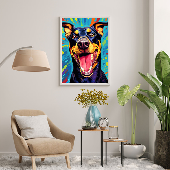 【Heavenly Life（天ノ国） - ドーベルマン犬 No.1】アートポスター 犬の絵 犬の絵画 犬のイラスト 7枚目の画像
