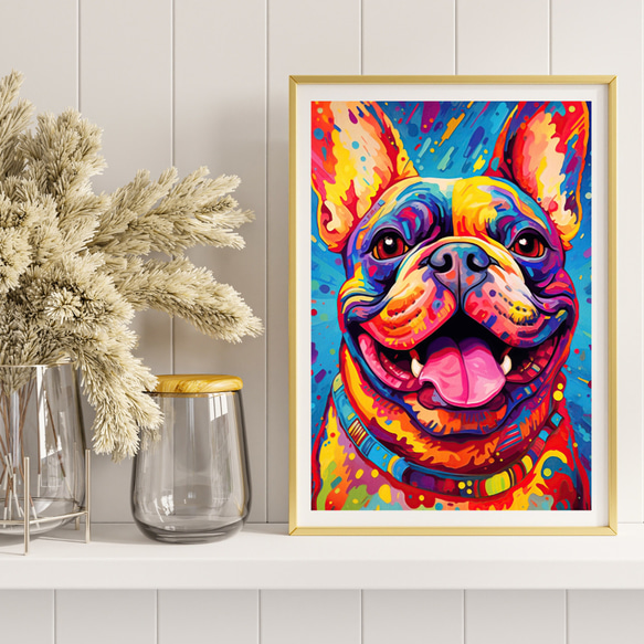 【Heavenly Life（天ノ国） - フレンチブルドッグ犬 No.1】アートポスター 犬の絵 犬の絵画 8枚目の画像