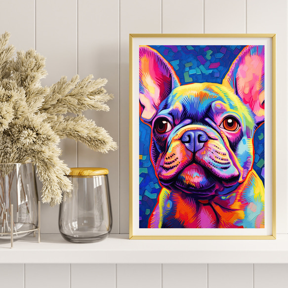 【Heavenly Life（天ノ国） - フレンチブルドッグ犬 No.4】アートポスター 犬の絵 犬の絵画 8枚目の画像