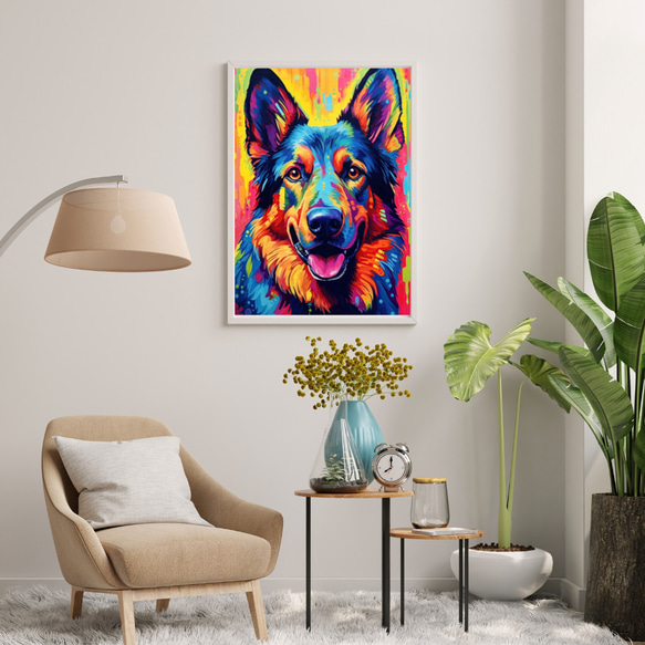 【Heavenly Life（天ノ国） - ジャーマンシェパード犬 No.1】アートポスター 犬の絵 犬の絵画 7枚目の画像