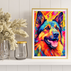 【Heavenly Life（天ノ国） - ジャーマンシェパード犬 No.2】アートポスター 犬の絵 犬の絵画 8枚目の画像