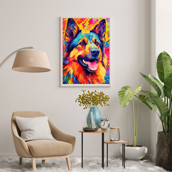 【Heavenly Life（天ノ国） - ジャーマンシェパード犬 No.2】アートポスター 犬の絵 犬の絵画 7枚目の画像