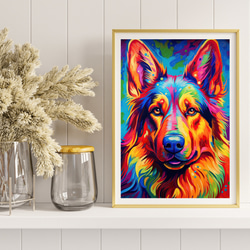 【Heavenly Life（天ノ国） - ジャーマンシェパード犬 No.5】アートポスター 犬の絵 犬の絵画 8枚目の画像