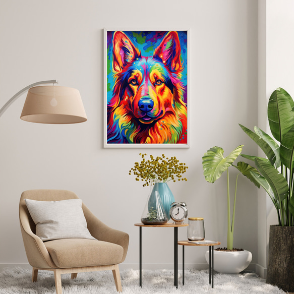 【Heavenly Life（天ノ国） - ジャーマンシェパード犬 No.5】アートポスター 犬の絵 犬の絵画 7枚目の画像