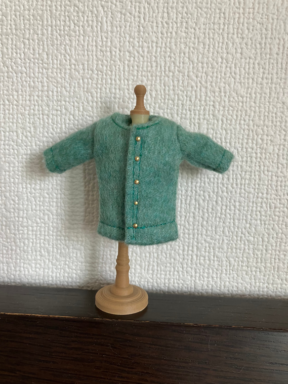 オビツ11  woolのコート　turquoise green 1枚目の画像