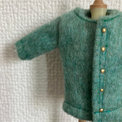 オビツ11  woolのコート　turquoise green 4枚目の画像