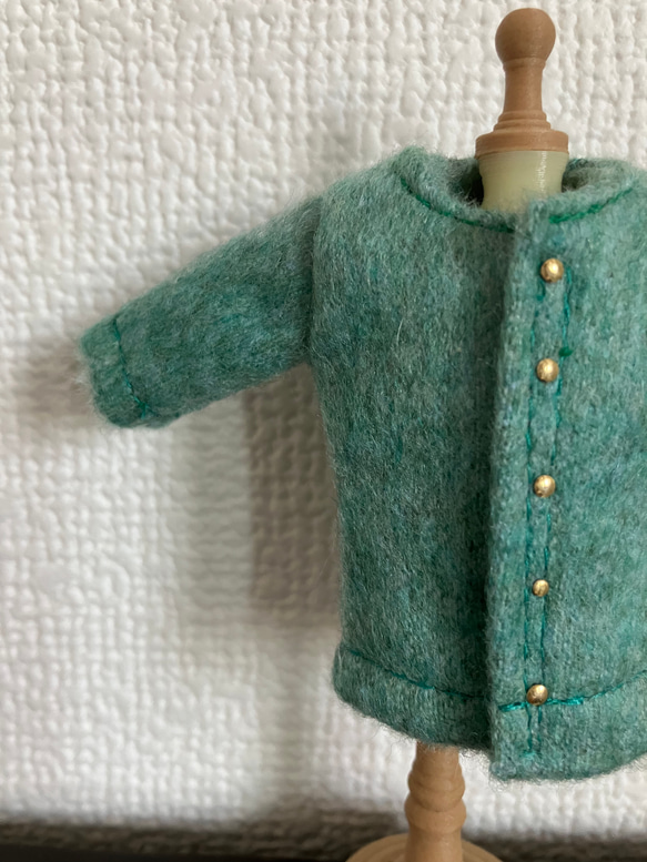 オビツ11  woolのコート　turquoise green 4枚目の画像