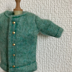 オビツ11  woolのコート　turquoise green 3枚目の画像