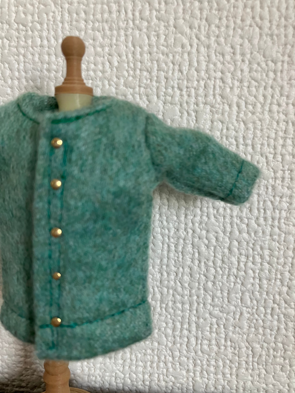 オビツ11  woolのコート　turquoise green 3枚目の画像