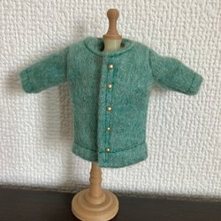 オビツ11  woolのコート　turquoise green 5枚目の画像