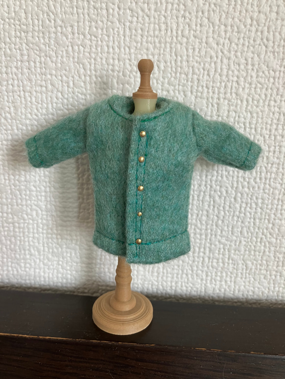 オビツ11  woolのコート　turquoise green 5枚目の画像
