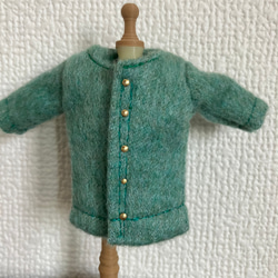 オビツ11  woolのコート　turquoise green 2枚目の画像