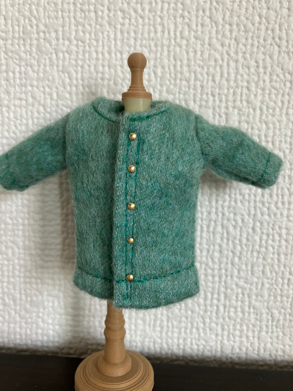 オビツ11  woolのコート　turquoise green 2枚目の画像