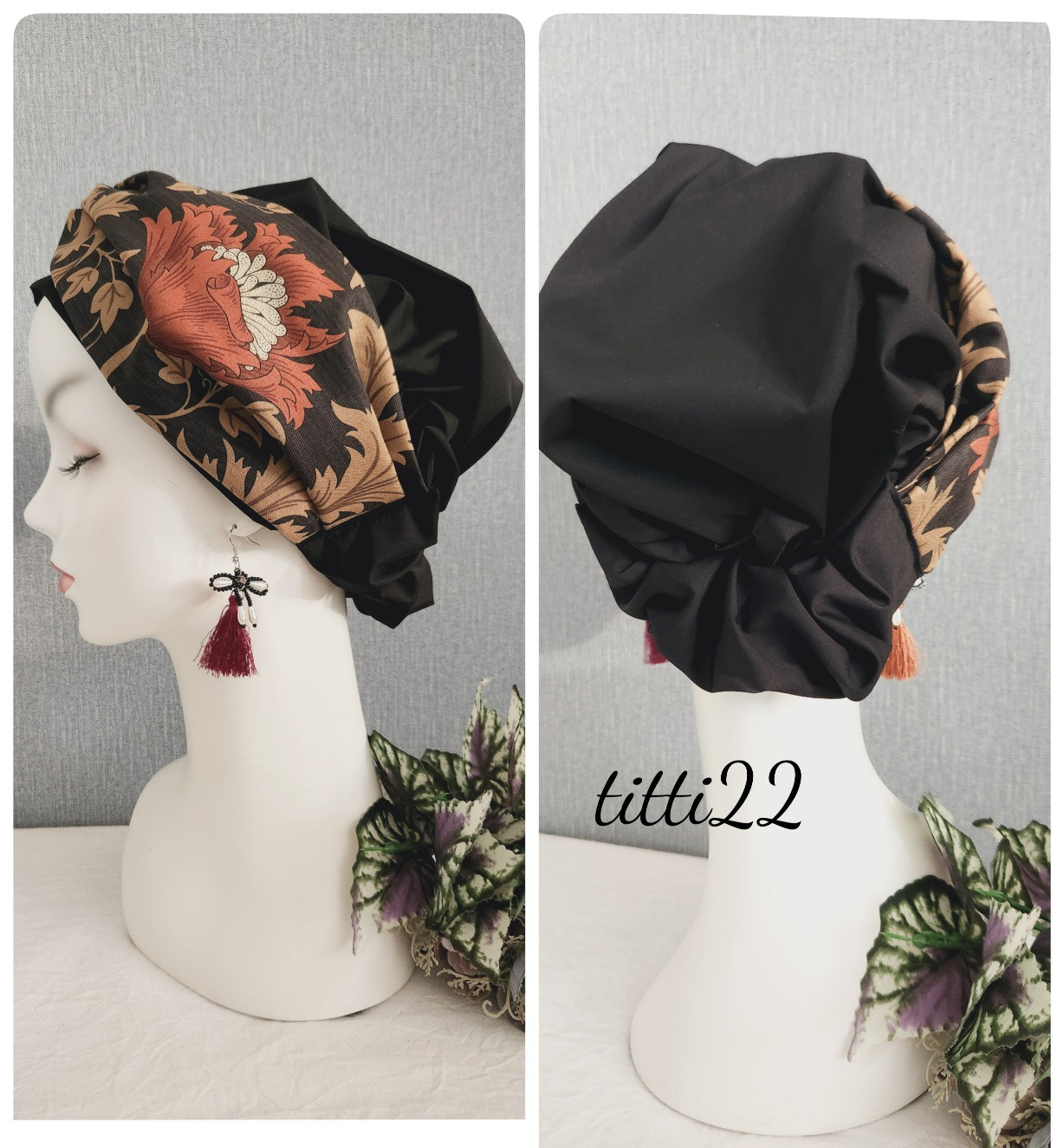 再販！【ウィリアムモリス　アネモネ】帽子にもなるヘアターバン