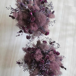 smoke bouquet スモークツリー ドライフラワーブーケ スワッグ バラ ナチュラル パープル 紫 蝙蝠 1枚目の画像