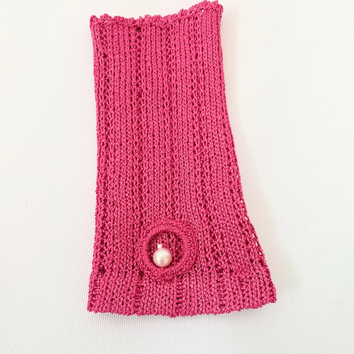 ショッキングピンク シルクの アームウォーマー 手袋・ミトン shi-ma