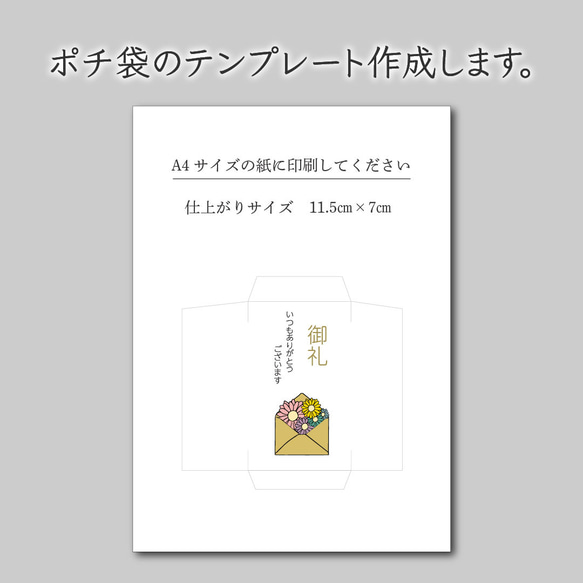 ポチ袋のテンプレート作成します♪データでお渡し ぽち袋・お年玉袋 