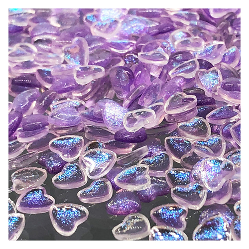 ネイルパーツ ハート 6mm 紫 ラメ 500個 3D 立体 デコ レジン