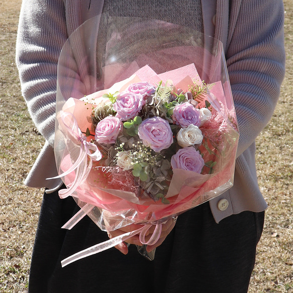 退職祝い 誕生日 プレゼント プリザーブドフラワー 花束  「サンクスブーケ」  花　送別ギフト　母の日 2枚目の画像