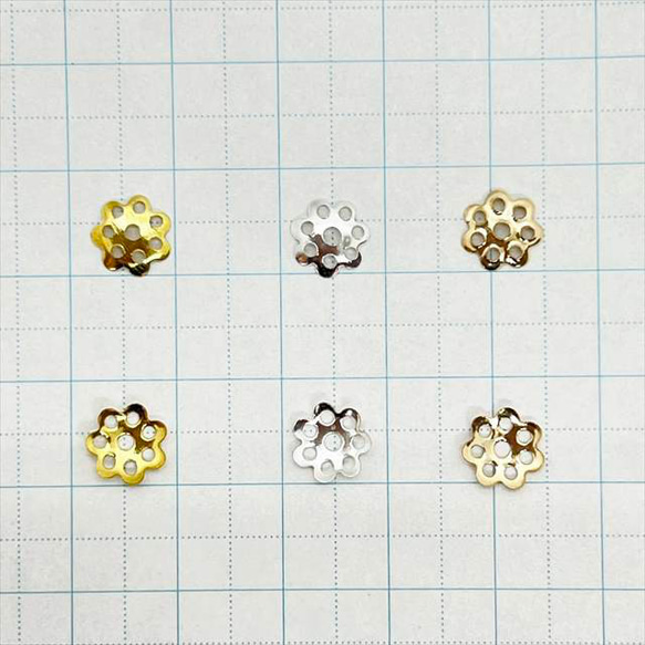 【100個】座金★8mm/ゴールド★ビーズキャップ 花座 ビーズアクセサリー 3枚目の画像