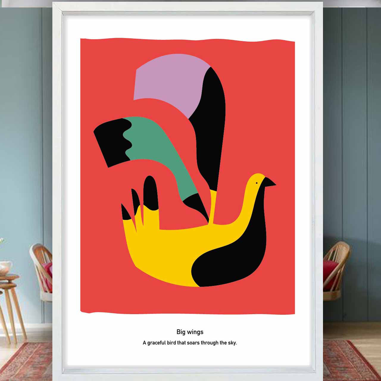 大きな翼　鳥　イラスト　ポスター　A4 A3 A2 A1　アート  　アートポスター　アート/sei検索新着順　1894