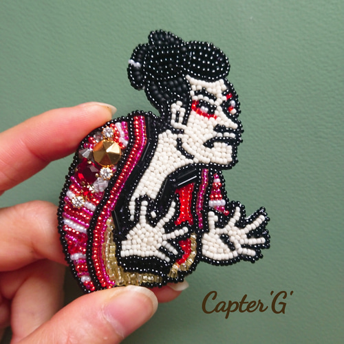 浮世絵シリーズ】写楽☆三代目大谷鬼次の江戸兵衛 ブローチ Capter 'G