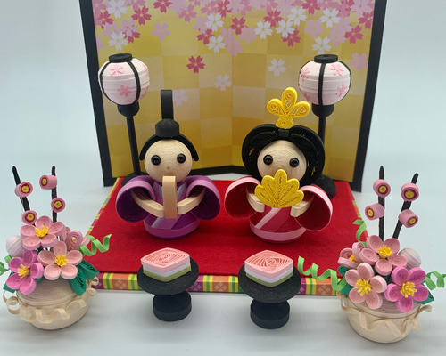 ♥♡ひな祭り飾り*可愛いペーパークイリング*♡♥ もうすぐひな祭り Ann講師の素敵な作品を紹介します #ミニチュア