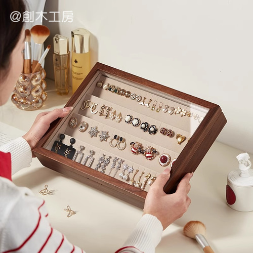 福袋 イヤリング ピアス 木製 ネックレスケース ガラス インテリア 収納用品