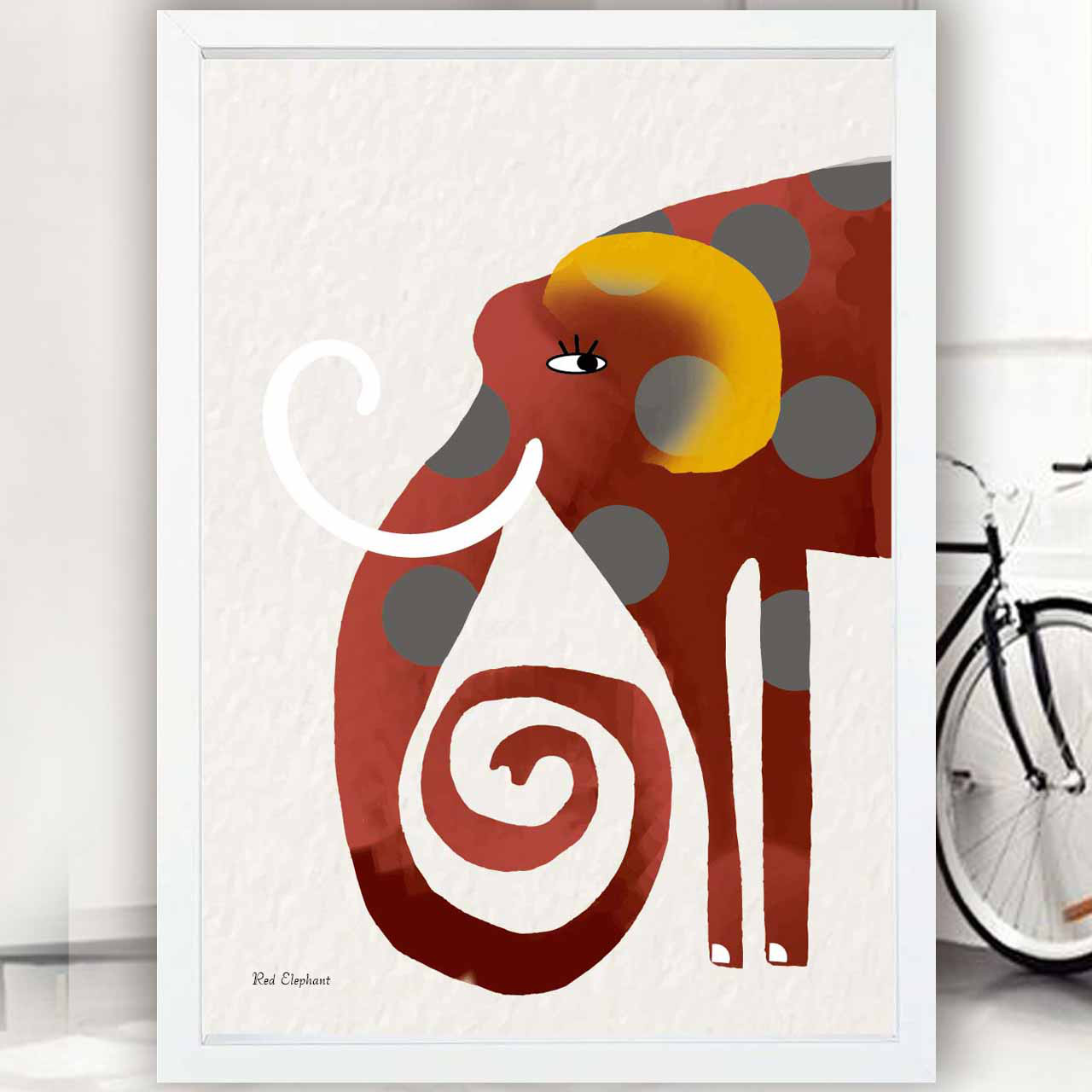 エレファントブラウン　象　イラスト　ポスター　A4 A3 A2 A1　アート  　アートポスター　2425