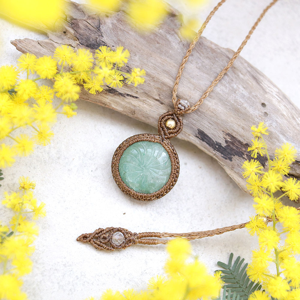 アベンチュリン・トルマリン・セラフィナイトのマクラメ ネックレス アベンチュリン・トルマリン・セラフィナイトのマクラメ