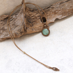 カービングアベンチュリン天然石マクラメネックレスmac369エスニックアジアンエキゾチックなアクセサリー 5枚目の画像